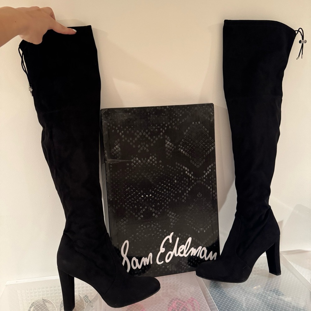 Brand New | Sam Edelman | High Knee Boots Black Suede Size 10
